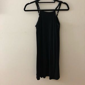 Halter top black flow dress